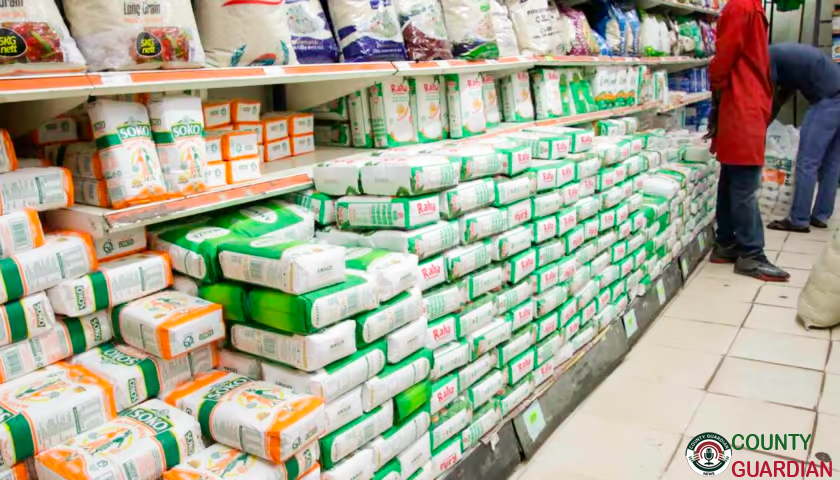 Maize flour displayed in a Kenyan shop
