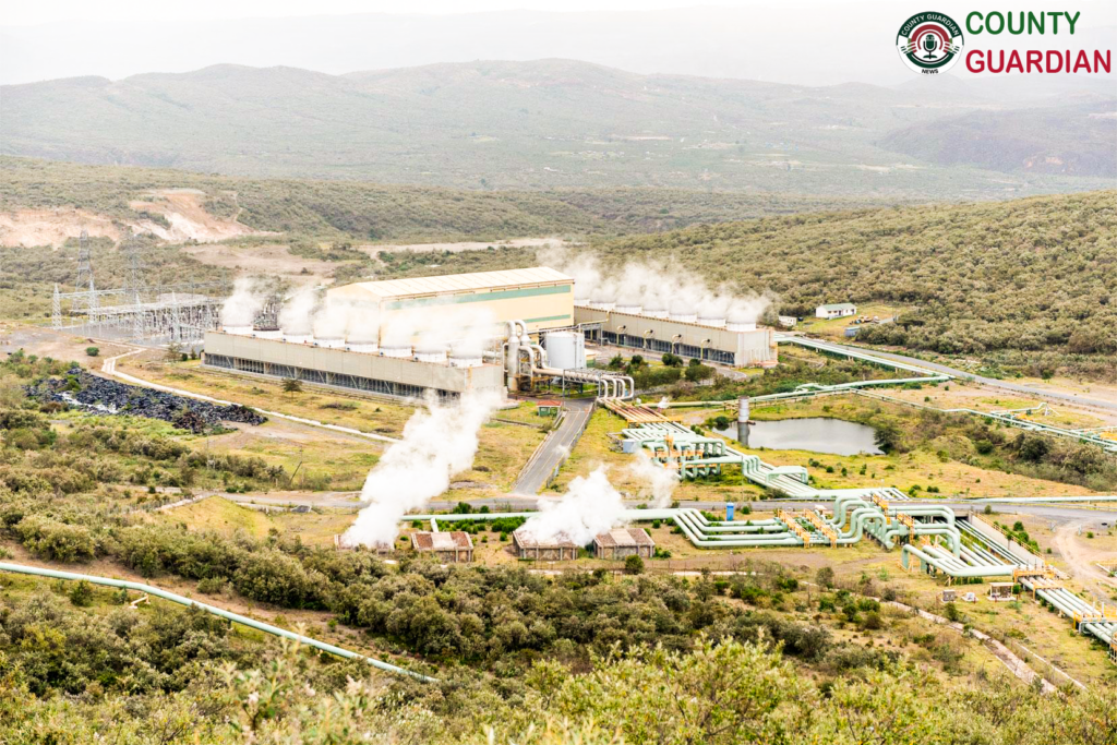 Aerial view of Olkaria geothermal power complex in Kenya