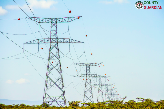High-voltage electricity transmission towers in Kenya